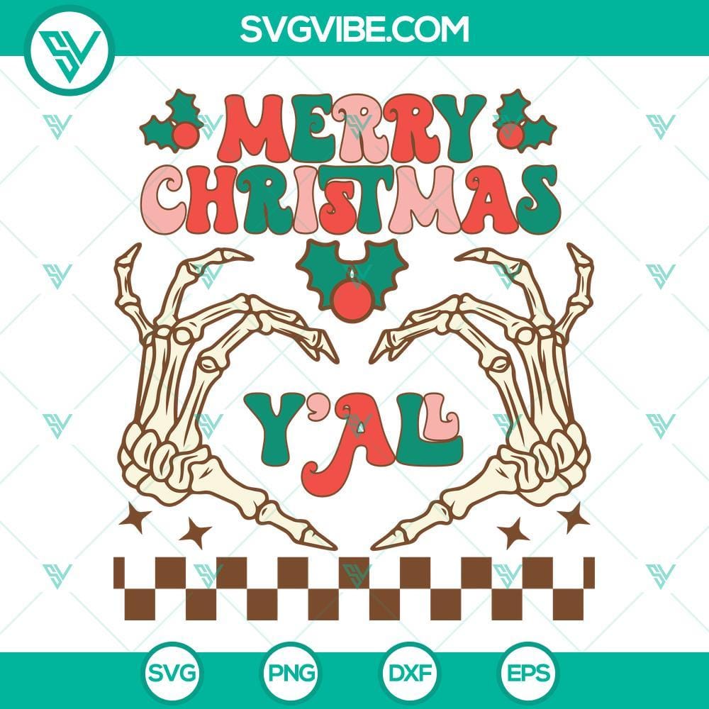 merry-christmas-y-all-skull-hands-svg-skeleton-hand-christmas-svg-png-dxf-eps-cut-files-2-mockup.jpg Merry Christmas Y’all Skull Hands SVG Files featuring skeleton hands with a Christmas theme. Perfect for holiday crafting.