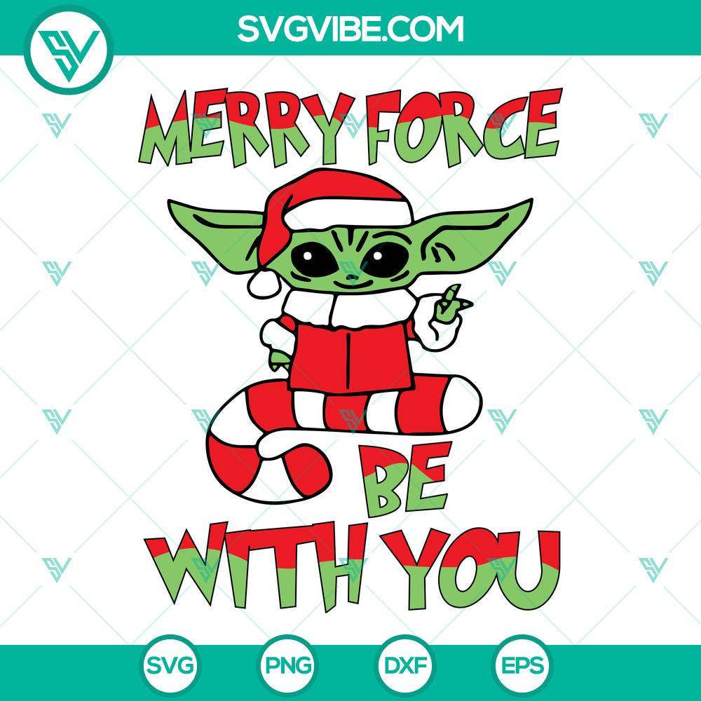 merry-force-be-with-you-svg-baby-yoda-santa-hat-svg-star-wars-christmas-svg-png-dxf-eps-cricut-1-mockup.jpg Merry Force Be With You SVG featuring Baby Yoda in a Santa Hat from Star Wars - Festive holiday design for craft projects.