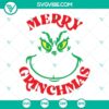 Grinch-themed Christmas SVG files for download, featuring Grinch Face and Merry Grinchmas designs.