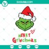 Grinch inspired Merry Christmas SVG images featuring a Grinch face design, perfect for holiday crafts and decorations.