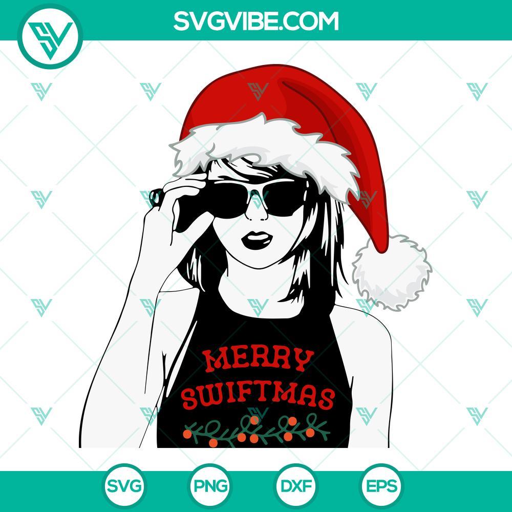 Merry Swiftmas SVG, Taylor Swift Christmas SVG, Music Christmas SVG PNG DXF EPS Merry Swiftmas SVG images featuring Taylor Swift for a music-themed Christmas design.