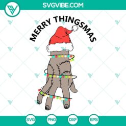 Merry Thingsmas SVG for Thing Wednesday Addams Christmas design, downloadable svg file.