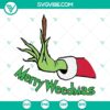 Grinch hand holding blunt SVG with "Merry Weedmas" text, perfect for Christmas enthusiasts.