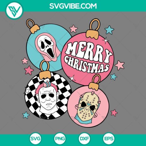 Spooky Ghost Face Christmas SVG with Horror Character Ornaments ideal for Xmas crafts and decorations. Download now for a festive touch!