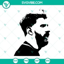 Lionel Messi SVG design for Cricut, featuring Messi's face for download in PNG, DXF, and EPS formats.