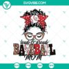 Messy bun baseball mom SVG files, vibrant loud and proud baseball mom design for crafting projects.
