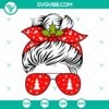 Messy Bun Mom SVG files with sunglasses for Christmas. Festive holiday bundle with trendy design. Ideal for DIY crafts.