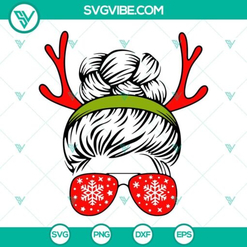Messy Bun Christmas SVG Images Bundle, Mom Sunglasses Christmas SVG Files, Mom 1