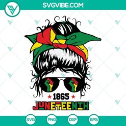 Juneteenth themed SVG download for Black women, featuring a messy bun design. Perfect for celebrating Juneteenth.