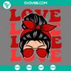 Messy Bun Love and Valentine SVG files for crafting, featuring heart shapes, perfect for Valentine's Day projects.