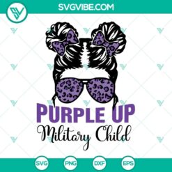 Purple up military child SVG download for messy bun hairstyle, perfect for Military Child Month celebration.