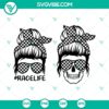 RaceLife Skull Racing Mom SVG Bundle with Sunglasses design, perfect for messy bun lovers. Ideal for crafting projects.