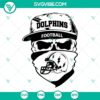 Miami Dolphins football skull SVG files for digital cutting - PNG, DXF, EPS formats. Ideal for crafts and projects.