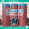 Miami Marlins Dunkie Junkie Glitter 20oz tumbler wrap featuring a PNG file design, perfect for baseball fans.