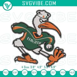 Miami Sebastian NCAA sports logo embroidery file with vibrant colors and intricate design.