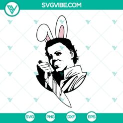 Michael Myers Easter Bunny SVG with Funny Horror and Creepy Easter designs for crafting enthusiasts.