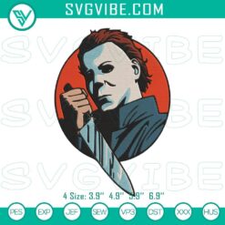 Michael Myers embroidery design machine file for Halloween horror movie fans.