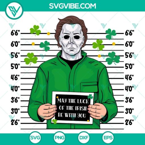 Michael Myers St. Patrick's Day SVG design for digital download - perfect for crafts and decorations.