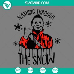 Michael Myers Christmas slashing SVG file for holiday crafts.