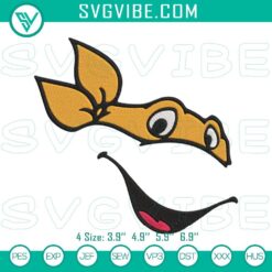 Michelangelo Ninja Turtle mask embroidery designs for TMNT superhero character file.