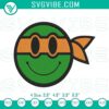 Michelangelo Ninja Turtle Smiley Machine Embroidery design for TMNT fans, digital character file for embroidery projects.