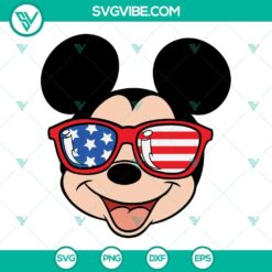 Mickey Mouse 4th of July American Flag Sunglasses SVG design, perfect for patriotic crafts and projects.