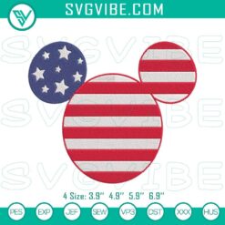 Mickey American flag embroidery designs for Disney 4th of July celebration.
