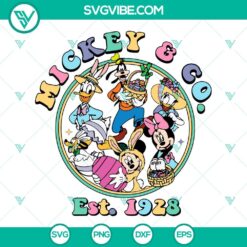 Vintage Mickey Mouse Easter Bunny SVG design, Mickey And Co Est 1928, perfect for Easter crafts, shirts, and decor.