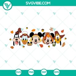 Mickey and Friends Thanksgiving SVG images by Disney, perfect for fall crafts and projects.