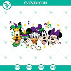 Mickey and Friends Mardi Gras 2024 design in SVG, PNG, EPS, and DXF file formats for digital crafting projects.