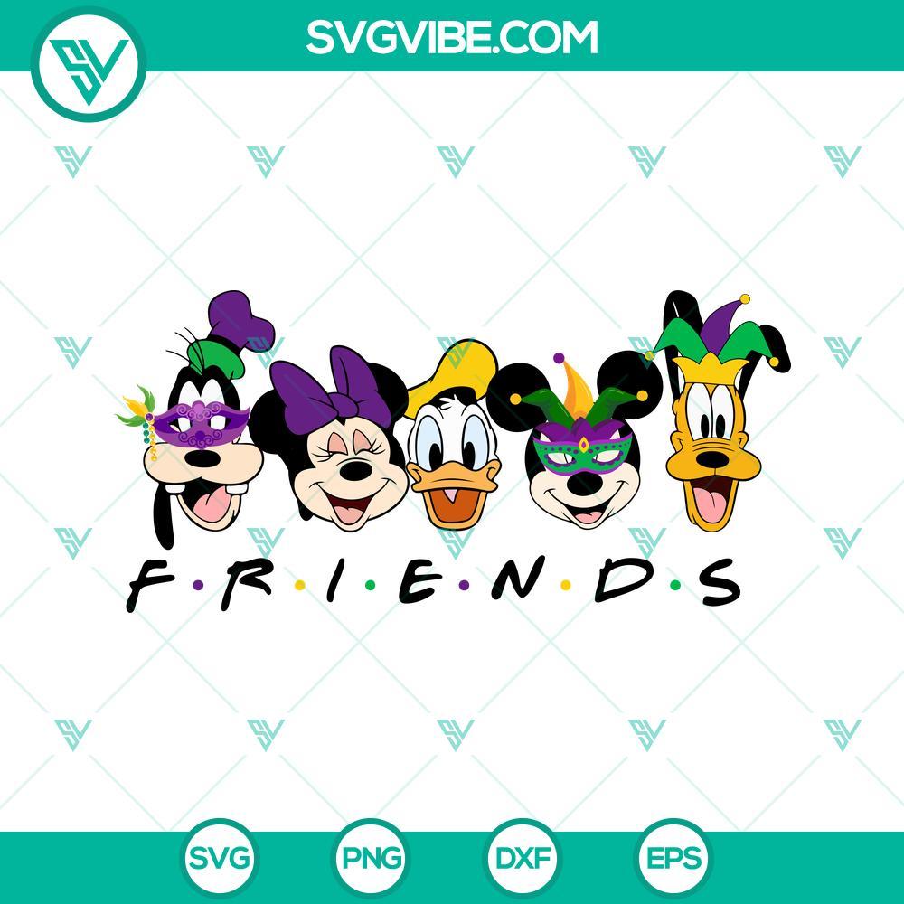 Mickey And Friends Mardi Gras SVG, Disney Mardi Gras SVG PNG EPS DXF File Colorful Mickey and Friends Mardi Gras themed SVG file with Disney characters, PNG EPS DXF format for crafts.