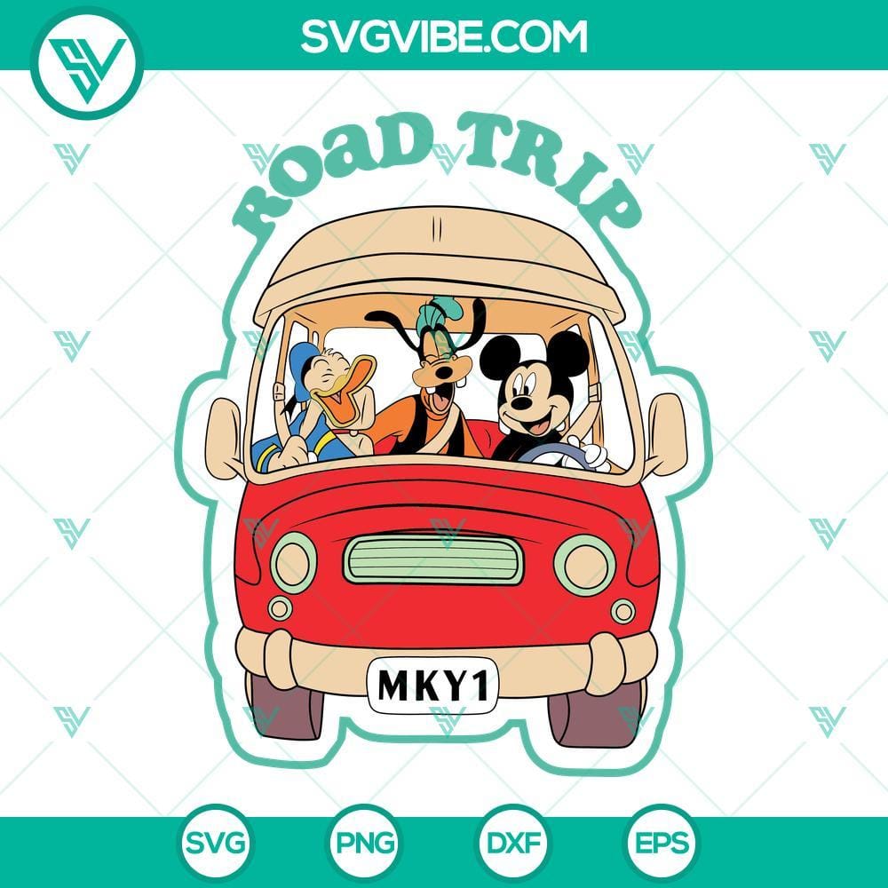 Mickey And Friends Road Trip SVG, Donal Duck SVG PNG DXF EPS Cricut Mickey and Friends Road Trip SVG featuring Donald Duck, PNG DXF EPS files for crafting. Ideal for Disney fans.