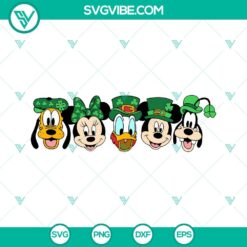 Mickey and Friends St Patricks Day SVG File featuring Disney characters celebrating St. Patrick's Day with festive designs and colors.