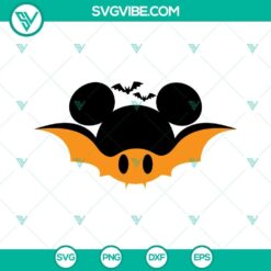 Mickey and Minnie Halloween bat ears SVG files for cutting machines in PNG, DXF, and EPS formats, perfect for Halloween-themed crafts.