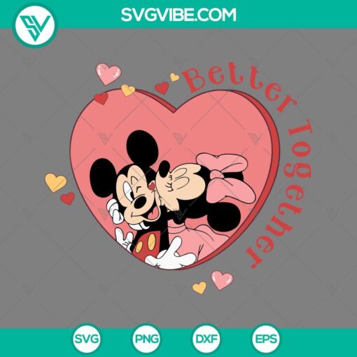 Mickey and Minnie Disney Valentine SVG with PNG EPS DXF files, adorable and romantic design for digital download.