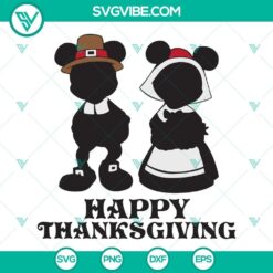 Thanksgiving Mickey and Minnie SVG design for Cricut, PNG, DXF, EPS download. Disney characters celebrating Thanksgiving.