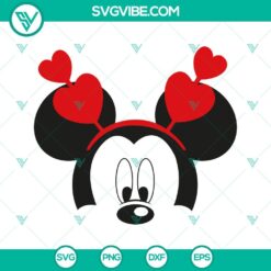 Mickey and Minnie heart SVG files bundle perfect for Valentines Day, featuring Disney's iconic characters in love. Great for crafting projects.