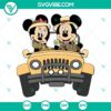 Mickey and Minnie Mouse riding in a Safari Jeep at Disney Animal Kingdom, SVG design for Disney fans.