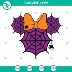 Mickey and Minnie purple spiderweb ears SVG images PNG DXF EPS cut files for Halloween themed crafts and projects.