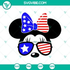 Mickey and Minnie US Flag Sunglasses SVG bundle for 4th of July featuring Disney Mouse characters, patriotic design for download.