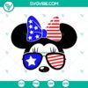 Mickey and Minnie US Flag Sunglasses SVG Bundle with 4th of July theme, Disney Mouse design for crafting and digital projects.