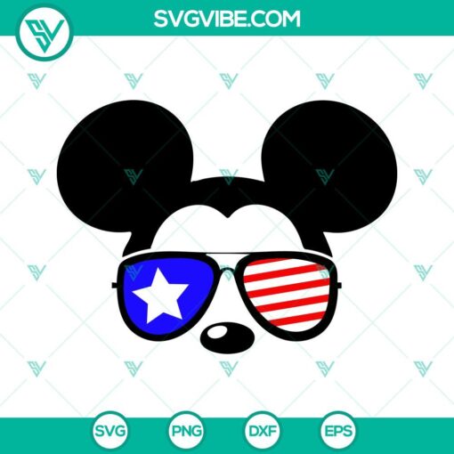 Mickey And Minnie US Flag Sunglasses SVG Image Bundle, Disney Mouse 4th 3