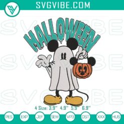 Boo ghost pumpkin and mouse Halloween embroidery design, perfect for trick-or-treat projects.