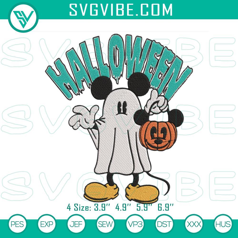 Mickey Boo Ghost Pumpkin Embroidery Design Files Boo ghost pumpkin and mouse Halloween embroidery design, perfect for trick-or-treat projects.
