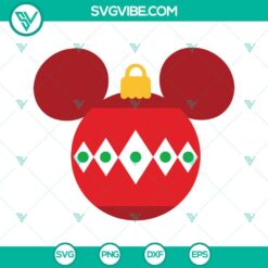 Mickey Christmas Ball with Disney Ornaments SVG - Festive Disney Christmas SVG file with Mickey Mouse design for download in PNG DXF EPS format.