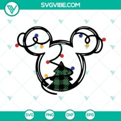 Disney Christmas SVG file featuring Mickey Mouse, Christmas lights, and a Christmas tree, perfect for holiday crafting projects.