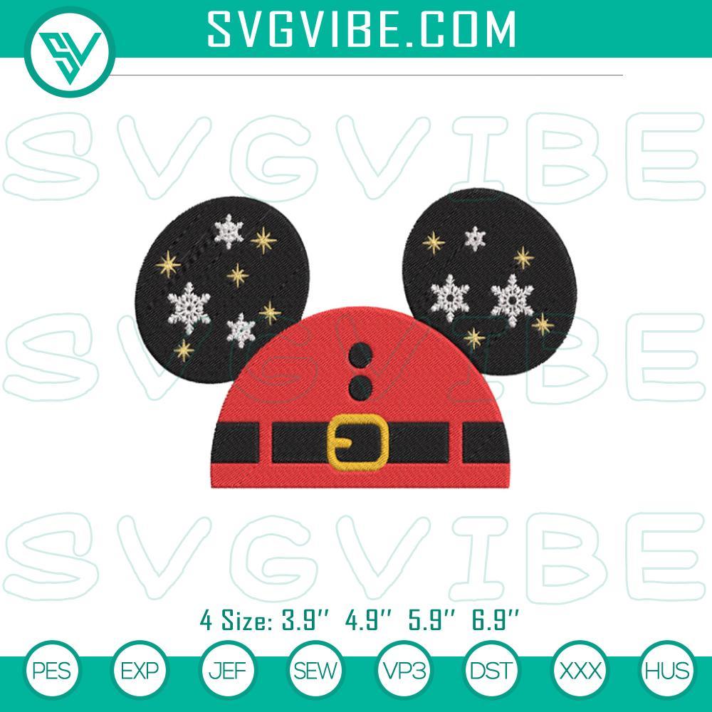 Mickey Ears Disney Christmas Embroidery Design Files Mickey Ears Disney Christmas embroidery file with festive holiday pattern, perfect for Disney lovers.