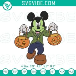 Frankenstein mouse pumpkin Halloween embroidery design. Spooky cartoon stitch file for Halloween crafts.