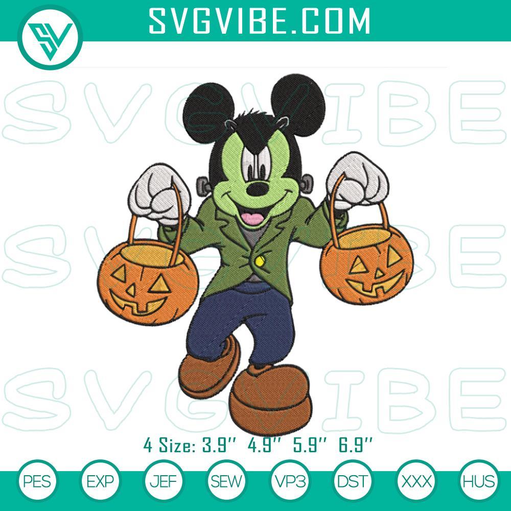 Mickey Frankenstein Pumpkin Embroidery Design Files Frankenstein mouse pumpkin Halloween embroidery design. Spooky cartoon stitch file for Halloween crafts.