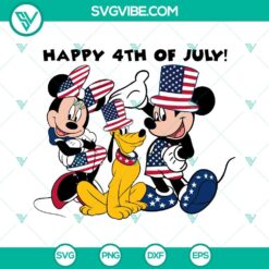 Mickey and friends 4th of July SVG design with Disney Independence Day theme, patriotic colors, perfect for festive crafts.